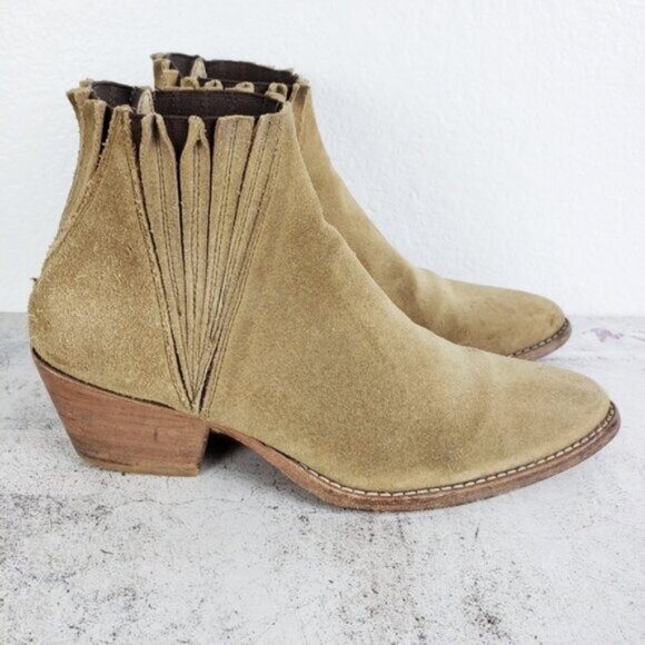 Free People x Faryl Robin Trill Western Ankle Boots Honey Tobacco Suede size 8